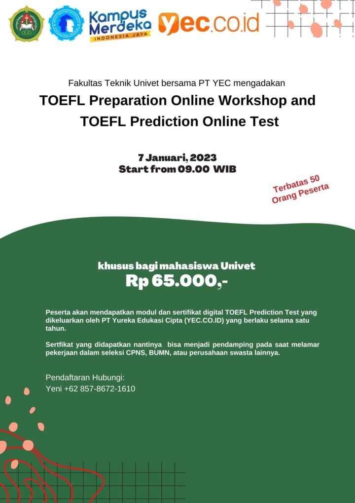 Perubahan Tanggal Pelaksanaan TOEFL Preparation Online Workshop and TOEFL Prediction Online Test